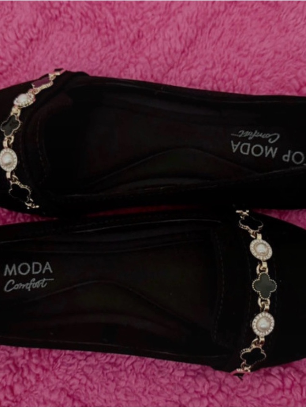 TOP Moda Black Embellished Slip-On Flats